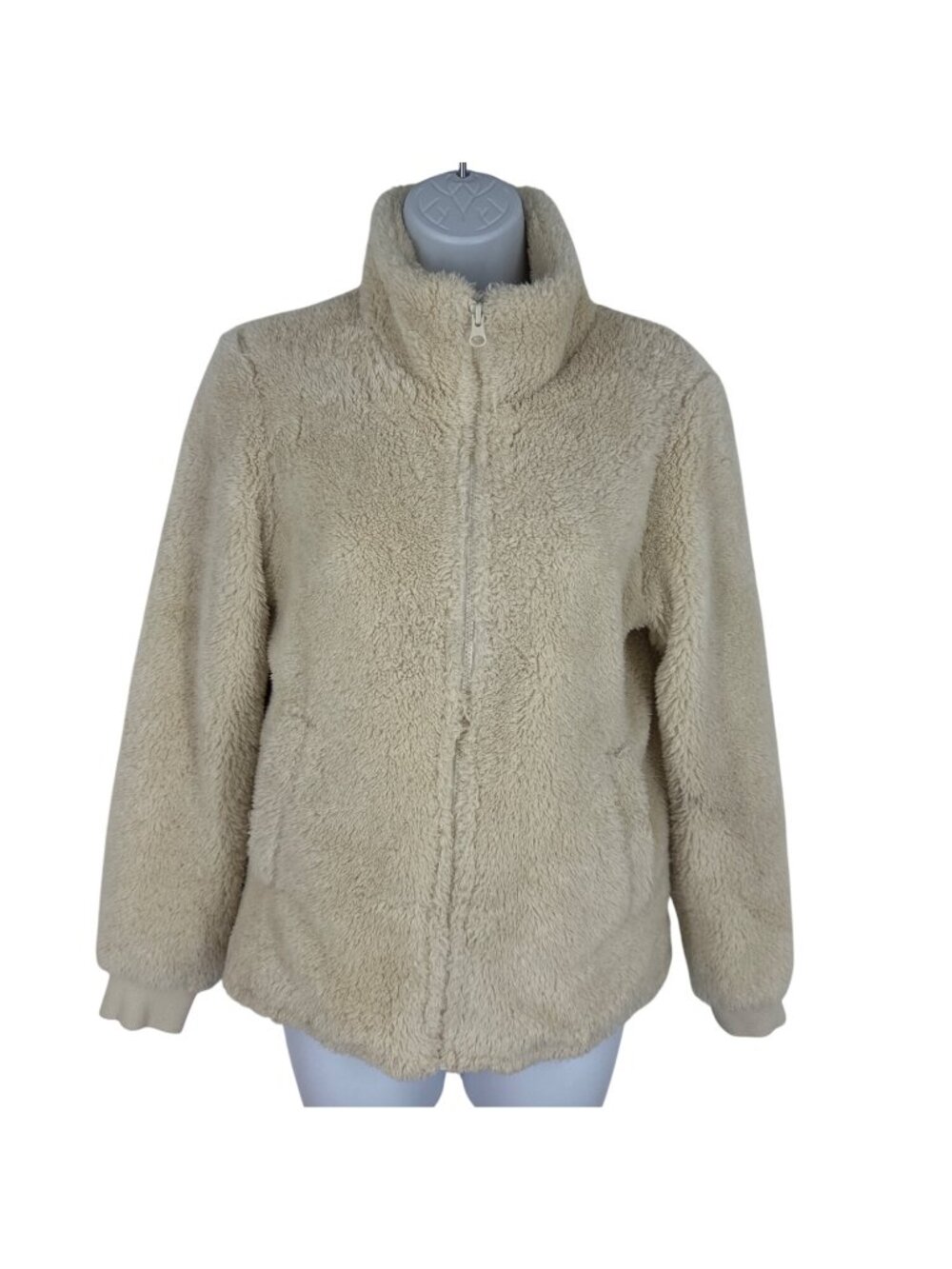 J. Crew Factory Full Zip Ivory Faux Fur Teddy Coat Size XS